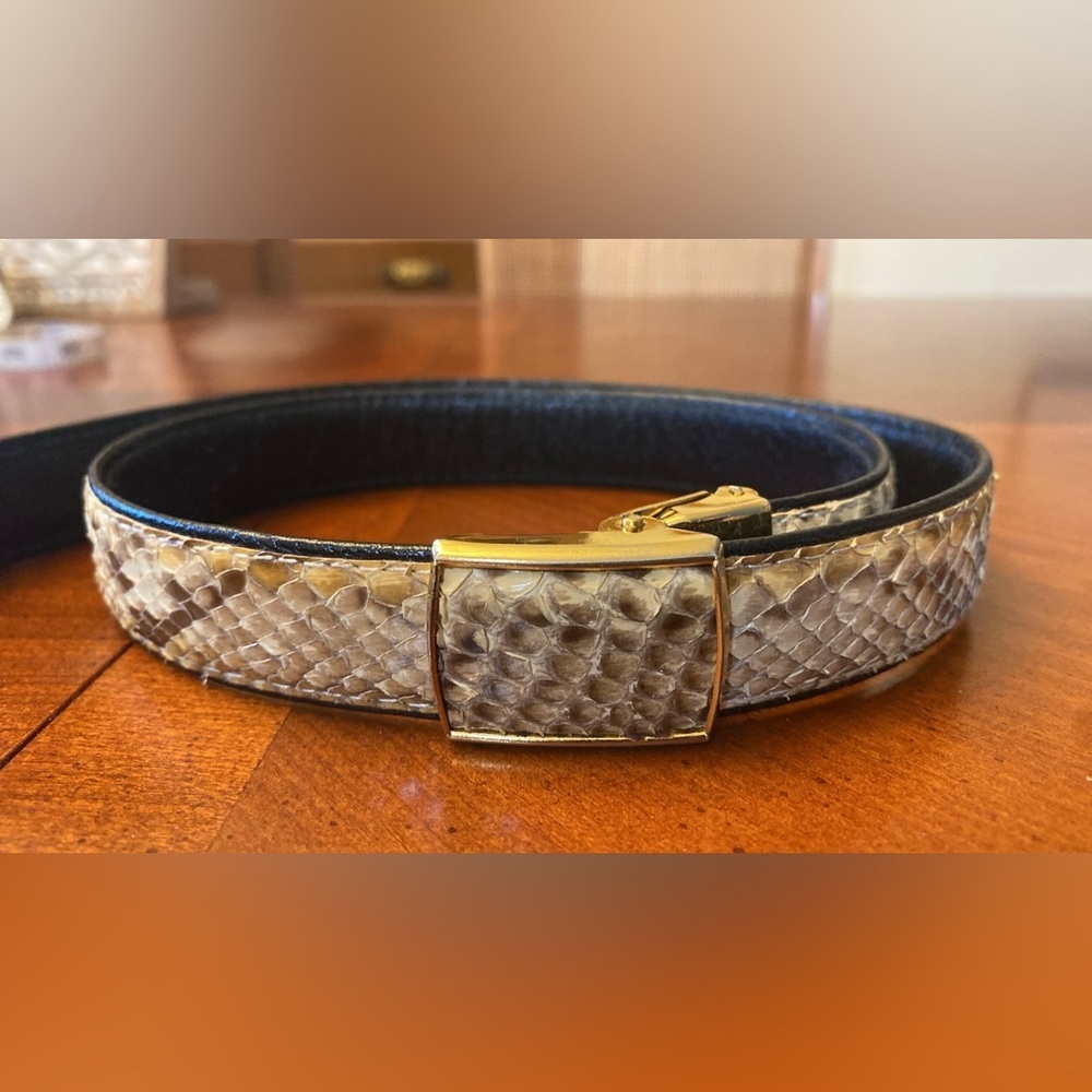 Vintage Large Women’s Genuine Snakeskin Belt Brass Buckle